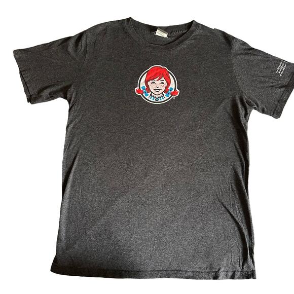 💥Wendy's Restaurant Work Shirt Adult size Medium Dark Gray Baconator Breakfast - Picture 1 of 10